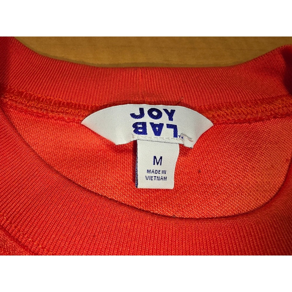 JoyLab Womens Textured Polka Dot Sweatshirt Elbow Cut Out Orange Red Size M - Picture 3 of 6